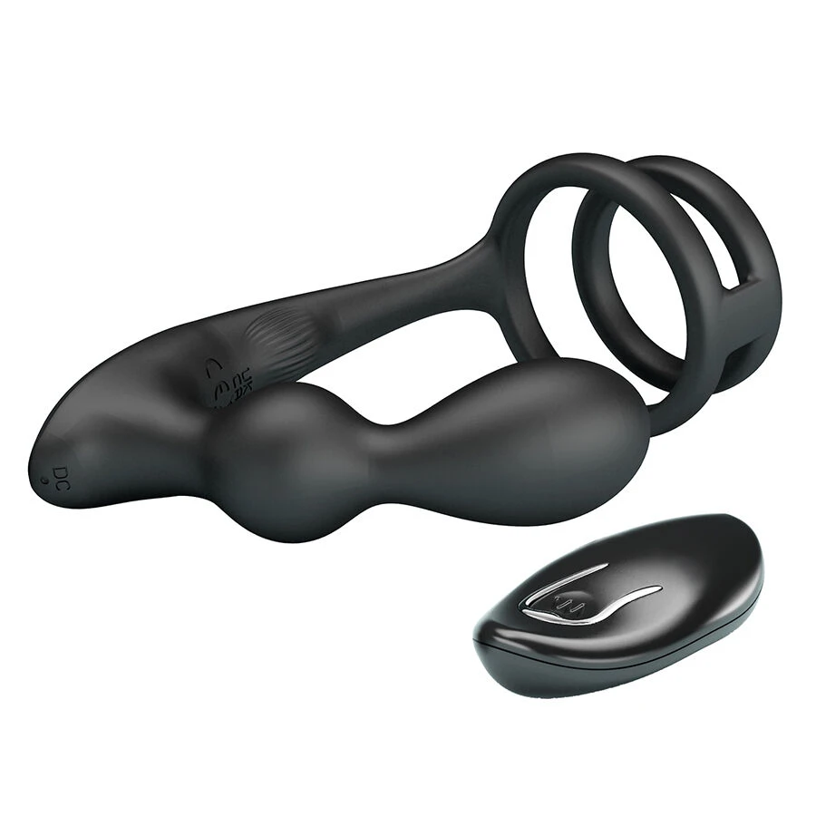 MR PLAY - VIBRATING ANAL PLUG WITH PENIS RING REMOTE CONTROL